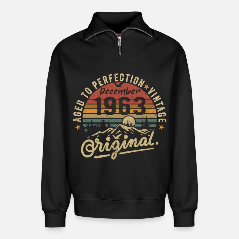 Legenden wurden im Dezember 1963 - Relaxed Unisex Organic Half Zip Sweatshirt – von SPREAD - Schwarz