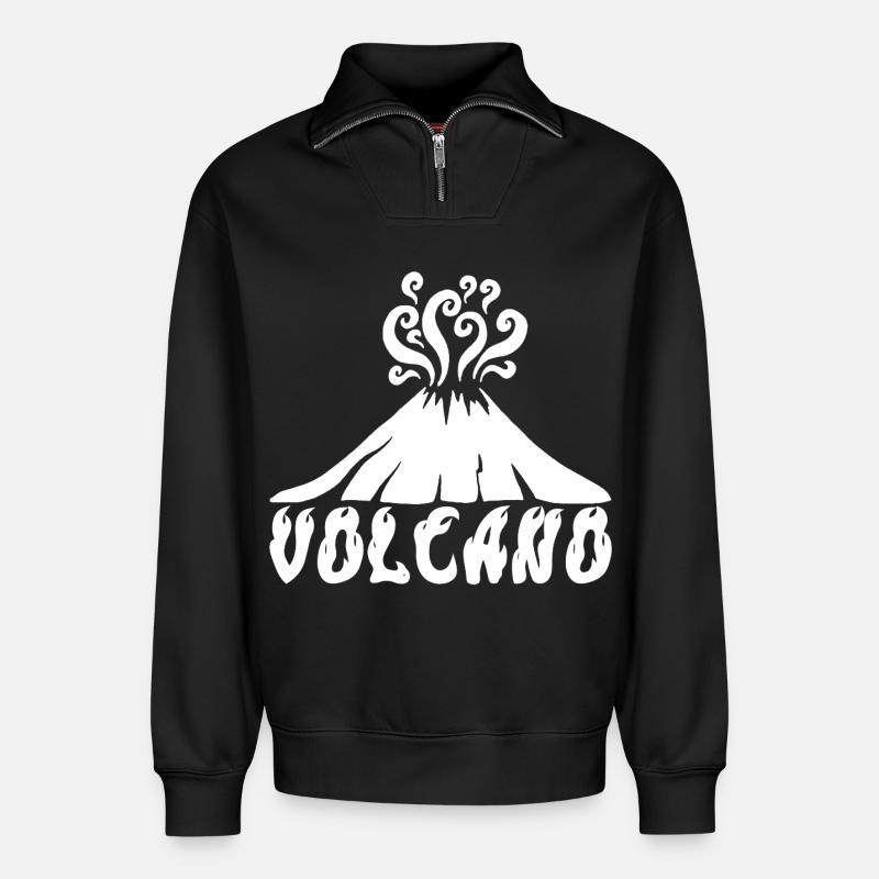 White Volcano - Relaxed Unisex Organic Half Zip Sweatshirt – by SPREAD - black