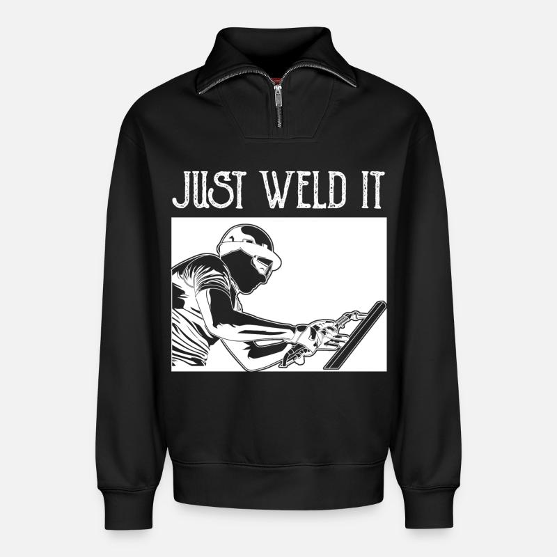 Just Weld It - Relaxed Unisex Organic Half Zip Sweatshirt – von SPREAD - Schwarz