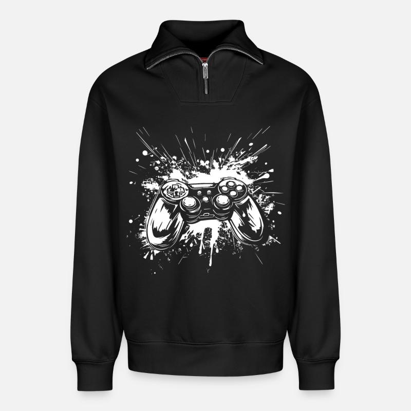 Game Controllers - Relaxed Unisex Organic Half Zip Sweatshirt – by SPREAD - black