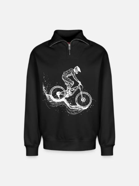 Dessin VTT - Sweat unisexe décontracté en coton biologique à demi-zip – de SPREAD - noir