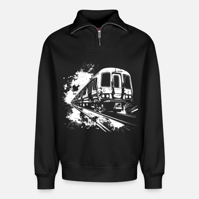 Zug Farbklecks - Relaxed Unisex Organic Half Zip Sweatshirt – von SPREAD - Schwarz