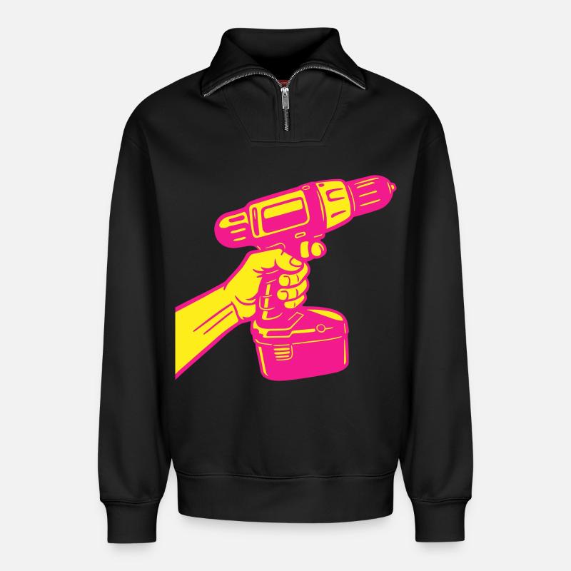 DIY Pop Art - Sweat unisexe décontracté en coton biologique à demi-zip – de SPREAD - noir