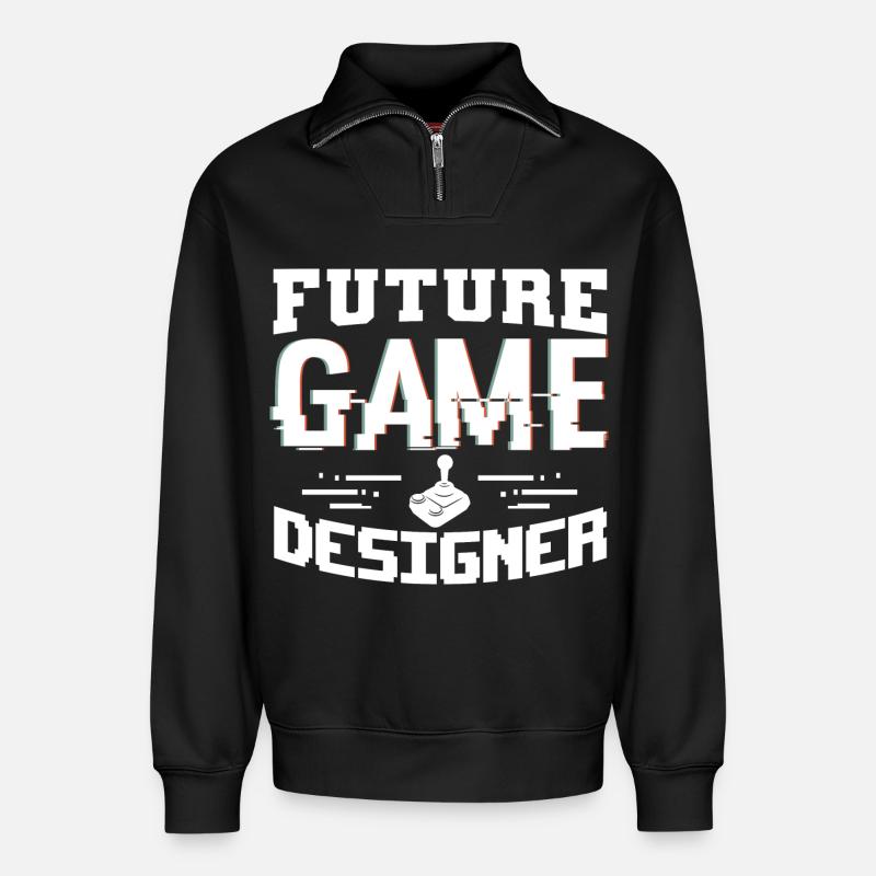 Game Designer Junge - Relaxed Unisex Organic Half Zip Sweatshirt – von SPREAD - Schwarz