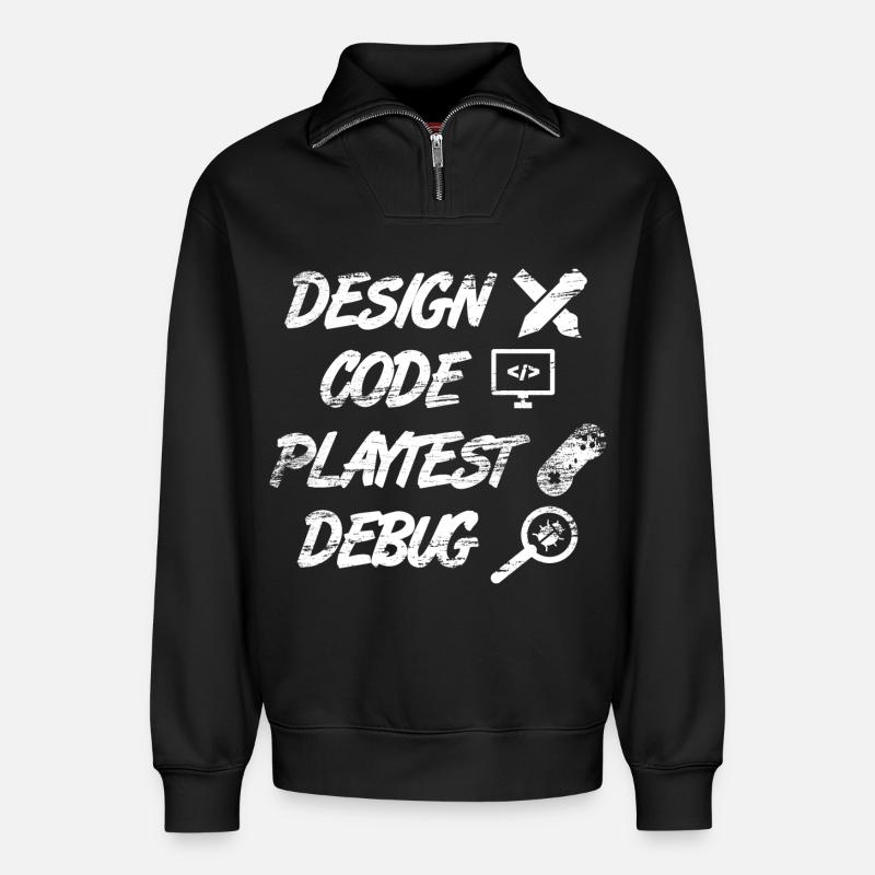 Programmation de jeux - Sweat unisexe décontracté en coton biologique à demi-zip – de SPREAD - noir