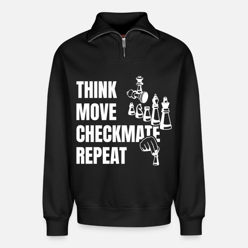 Think Play Checkmate Next - Relaxed Unisex Organic Half Zip Sweatshirt – by SPREAD - black
