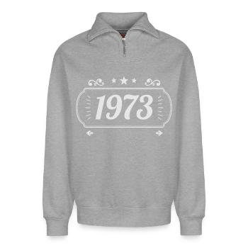 Vintage 1973 Retro-Jubiläum 1973 - Relaxed Unisex Organic Half Zip Sweatshirt – von SPREAD - Grau meliert - Vorne