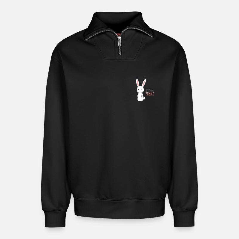 Conception de lapin - Sweat unisexe décontracté en coton biologique à demi-zip – de SPREAD - noir