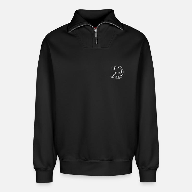Dinosaurier - Relaxed Unisex Organic Half Zip Sweatshirt – von SPREAD - Schwarz