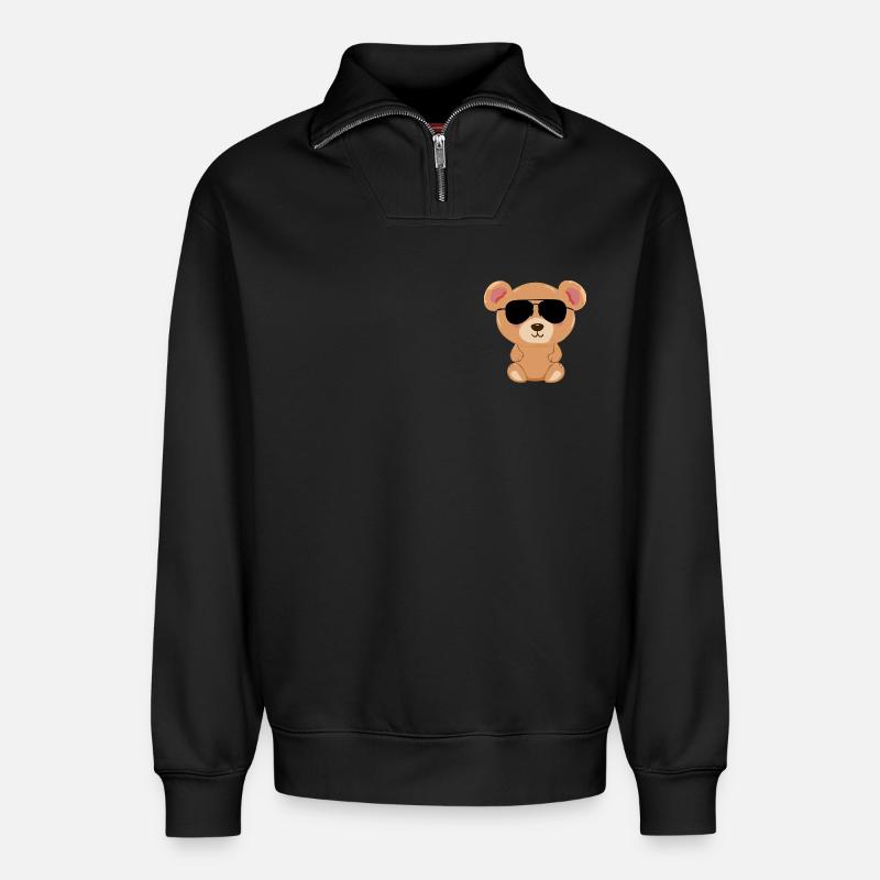 Teddybär - Relaxed Unisex Organic Half Zip Sweatshirt – von SPREAD - Schwarz