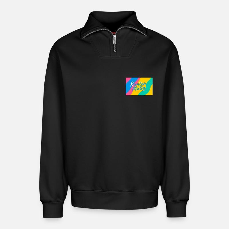 Kunter Mutig Farbrausch - Relaxed Unisex Organic Half Zip Sweatshirt – von SPREAD - Schwarz