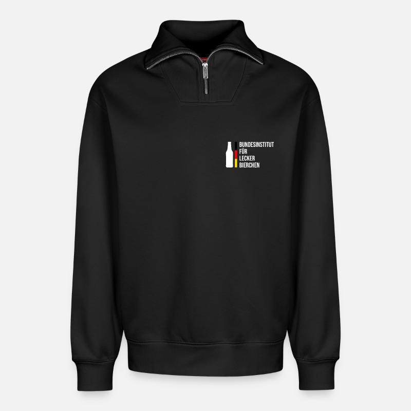 Bundesinstitut für Lecker Bierchen - Relaxed Unisex Organic Half Zip Sweatshirt – von SPREAD - Schwarz