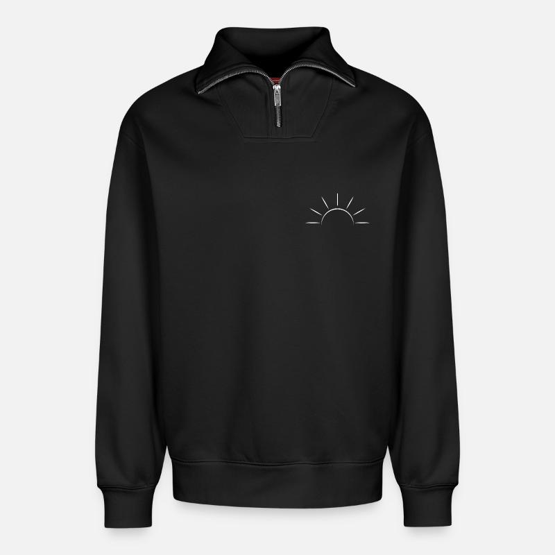 Sunrise white - Minimal Design - Relaxed Unisex Organic Half Zip Sweatshirt – von SPREAD - Schwarz