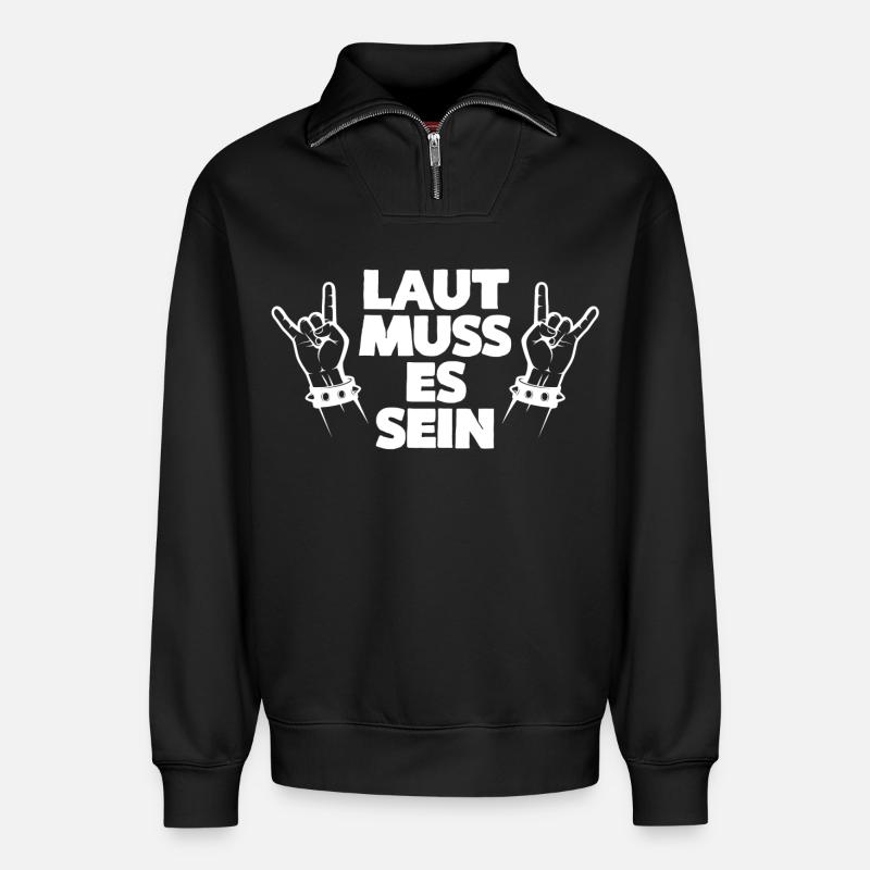LAUT MUSS ES SEIN - Relaxed Unisex Organic Half Zip Sweatshirt – von SPREAD - Schwarz