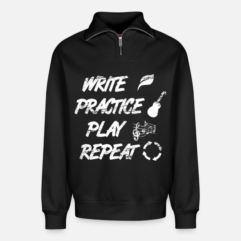 Write Practice Play Repeat - Relaxed Unisex Organic Half Zip Sweatshirt – von SPREAD - Schwarz