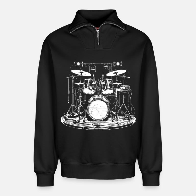 Schlagzeug - Relaxed Unisex Organic Half Zip Sweatshirt – von SPREAD - Schwarz