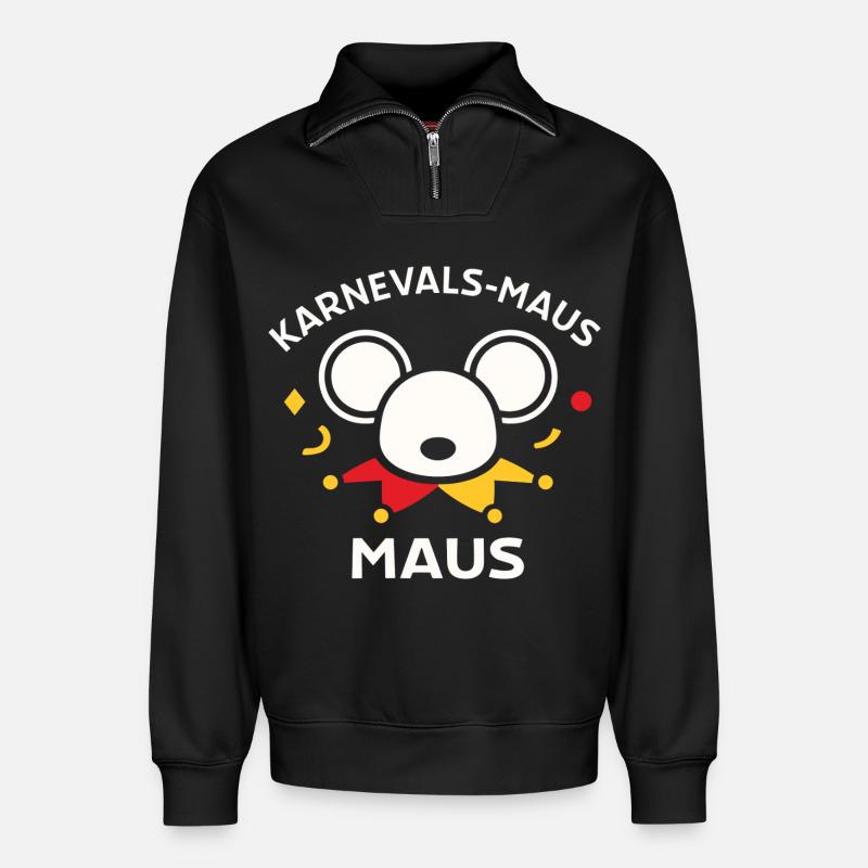 Karnevalsmaus Süßes Faschings-Motiv Geschenk - Relaxed Unisex Organic Half Zip Sweatshirt – von SPREAD - Schwarz