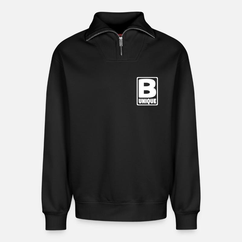 B Unique - Relaxed Unisex Organic Half Zip Sweatshirt – von SPREAD - Schwarz
