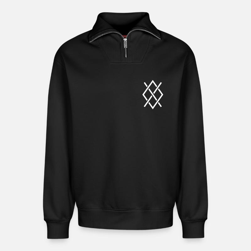 Gungnir-weiße Farbe - Relaxed Unisex Organic Half Zip Sweatshirt – von SPREAD - Schwarz