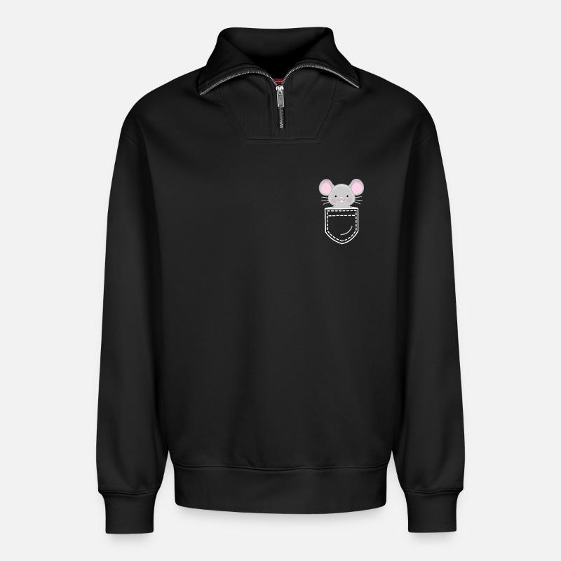 Maus Mäuse - Relaxed Unisex Organic Half Zip Sweatshirt – von SPREAD - Schwarz