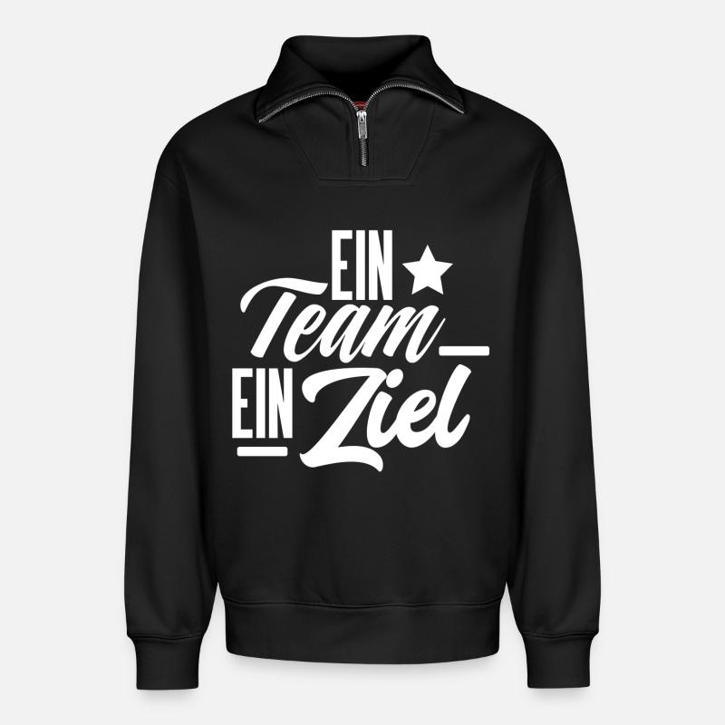 Team Crew Squad - Relaxed Unisex Organic Half Zip Sweatshirt – von SPREAD - Schwarz