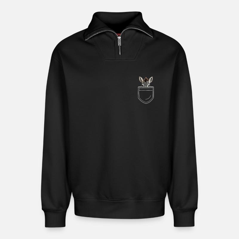 Zebra - Relaxed Unisex Organic Half Zip Sweatshirt – von SPREAD - Schwarz