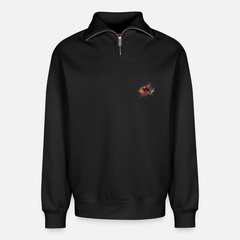 Krafttraining - Relaxed Unisex Organic Half Zip Sweatshirt – von SPREAD - Schwarz