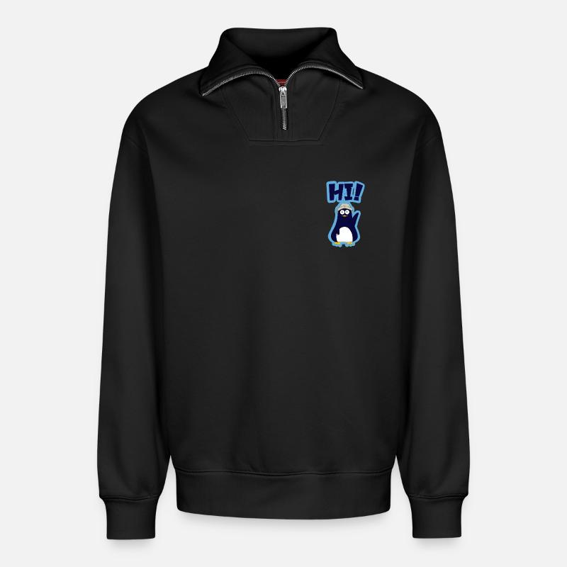 Pingiun Stevie - Relaxed Unisex Organic Half Zip Sweatshirt – von SPREAD - Schwarz