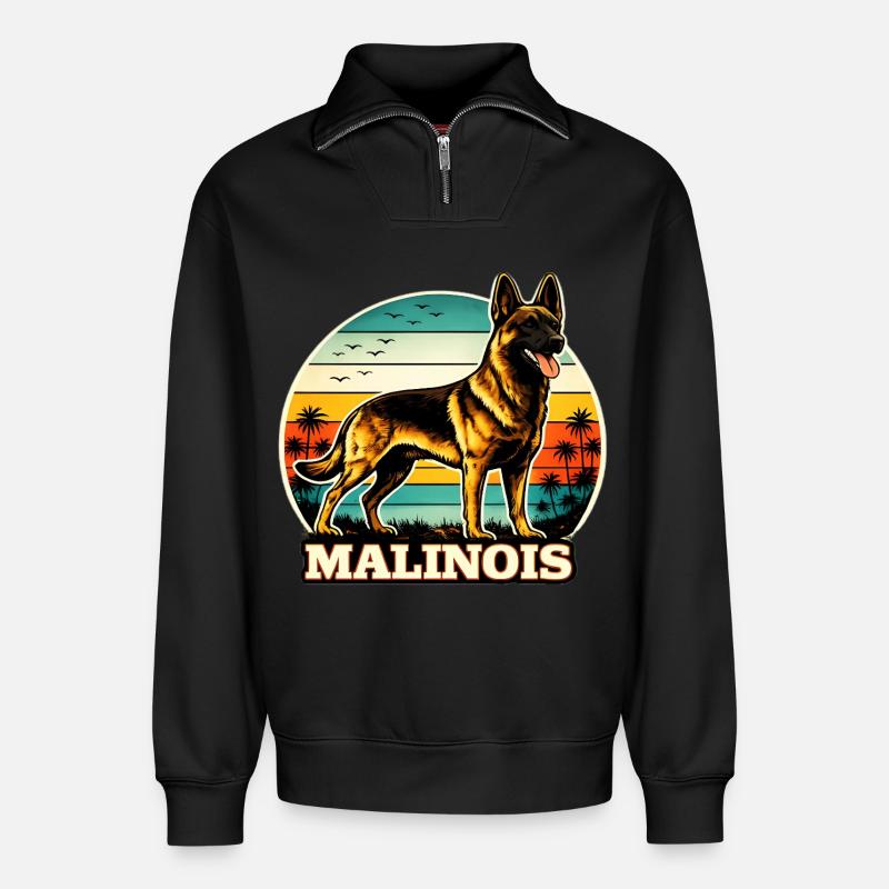 Belgischer Schäferhund Malinois Retro - Relaxed Unisex Organic Half Zip Sweatshirt – von SPREAD - Schwarz