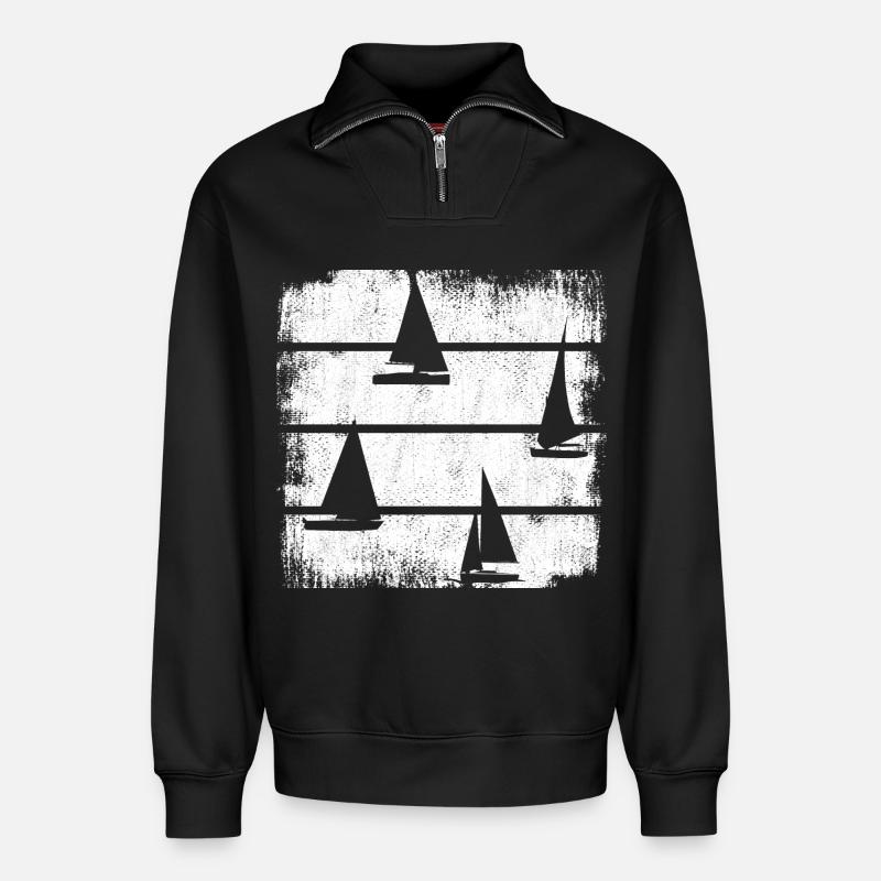 Segelschiffe - Relaxed Unisex Organic Half Zip Sweatshirt – von SPREAD - Schwarz