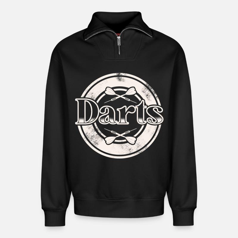 Dart Darten Fléchettes - Sweat unisexe décontracté en coton biologique à demi-zip – de SPREAD - noir
