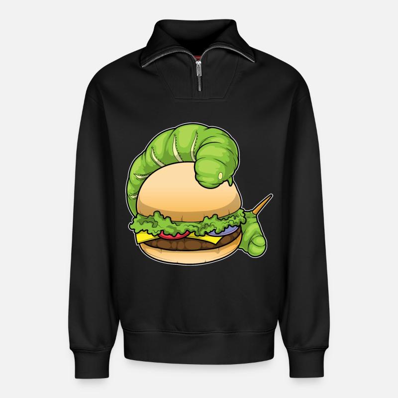Raupe Burger - Relaxed Unisex Organic Half Zip Sweatshirt – von SPREAD - Schwarz