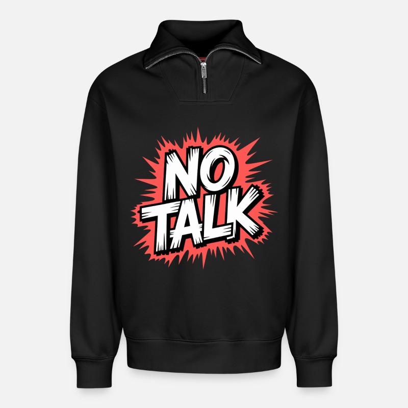 No Talk Statement - Relaxed Unisex Organic Half Zip Sweatshirt – von SPREAD - Schwarz