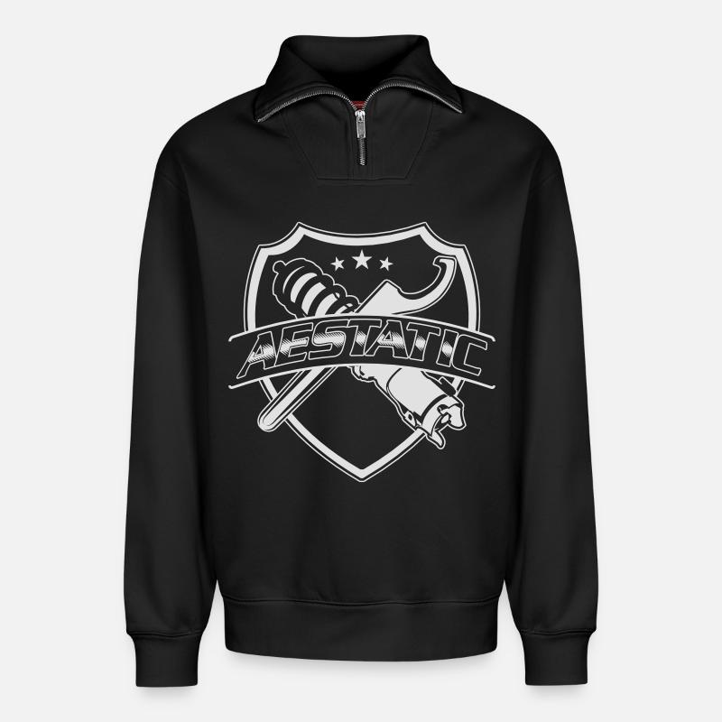 Aestatic, Static Tuner Design - Relaxed Unisex Organic Half Zip Sweatshirt – by SPREAD - black