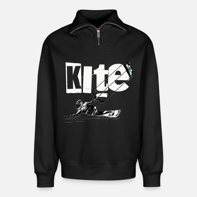 Kite - Relaxed Unisex Organic Half Zip Sweatshirt – von SPREAD - Schwarz
