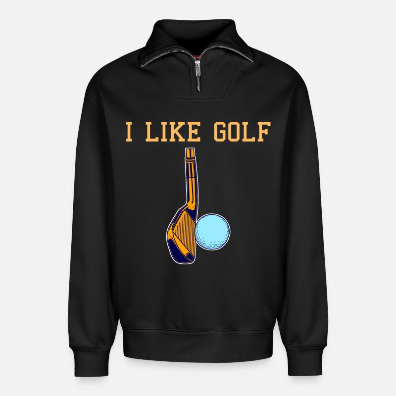 Golf Love - Relaxed Unisex Organic Half Zip Sweatshirt – by SPREAD - black