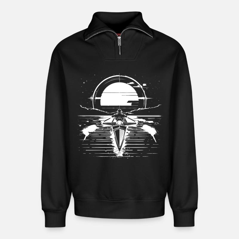 Rudern - Relaxed Unisex Organic Half Zip Sweatshirt – von SPREAD - Schwarz