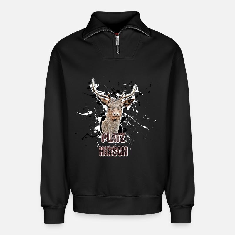 Platzhirsch - Relaxed Unisex Organic Half Zip Sweatshirt – von SPREAD - Schwarz