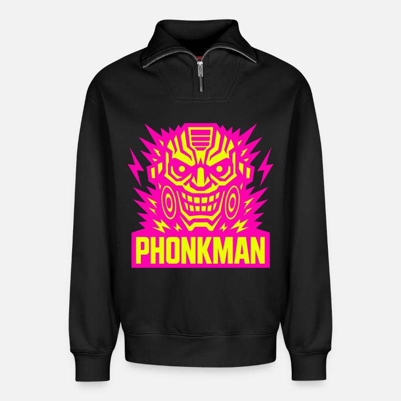 Phonkman! - Relaxed Unisex Organic Half Zip Sweatshirt – von SPREAD - Schwarz