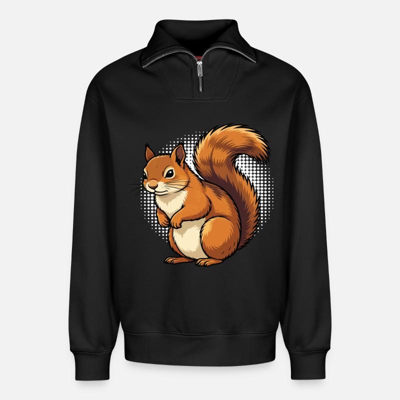 Eichhörnchen Eichhorn Eichhörnchenliebhaber Nager - Relaxed Unisex Organic Half Zip Sweatshirt – von SPREAD - Schwarz