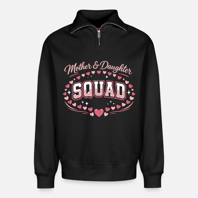 Mutter-Tochter-Trupp | Pink Komplizen Geschenk - Relaxed Unisex Organic Half Zip Sweatshirt – von SPREAD - Schwarz