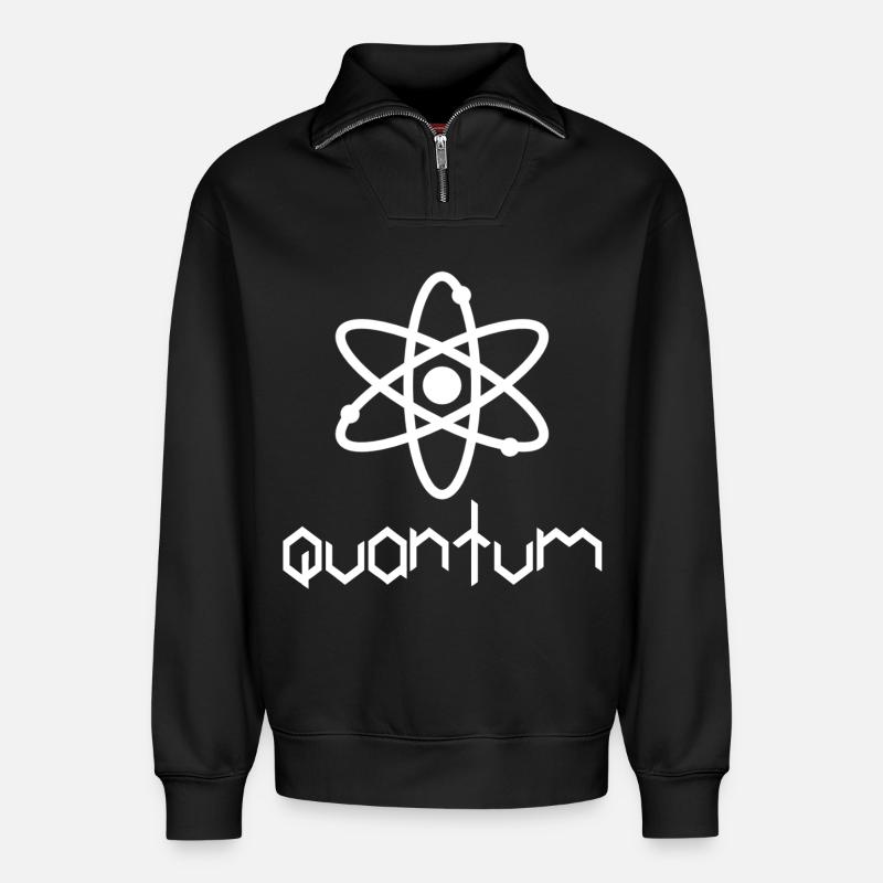 Quantité - Sweat unisexe décontracté en coton biologique à demi-zip – de SPREAD - noir