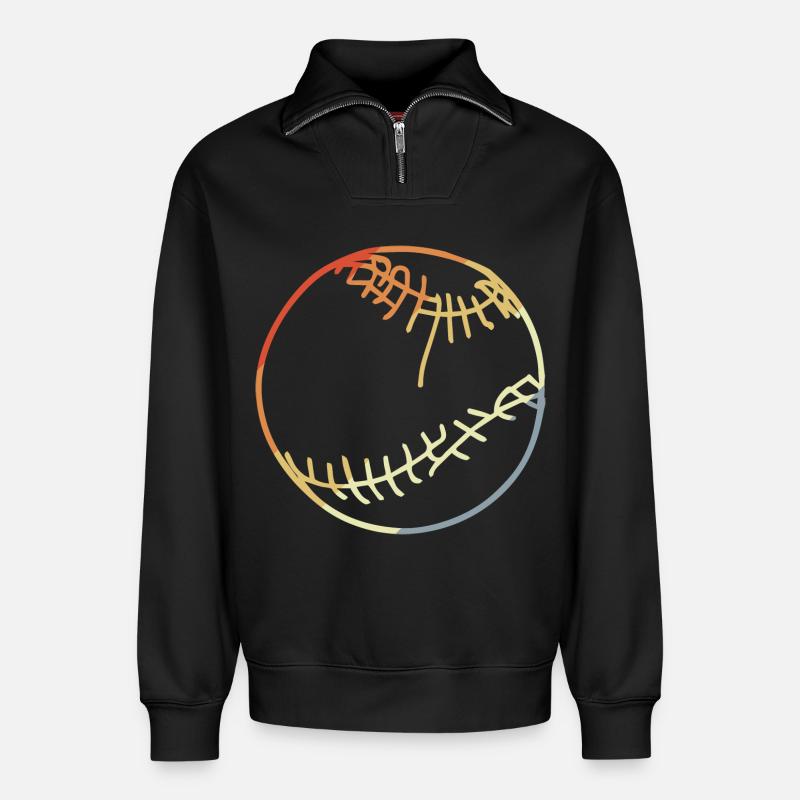 Baseball Ball Drawing - Relaxed Unisex Organic Half Zip Sweatshirt – by SPREAD - black