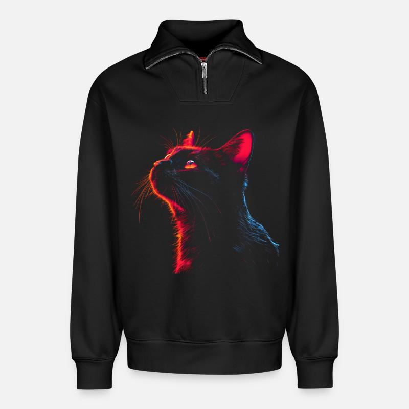 Cats Sketch 90s Look - Relaxed Unisex Organic Half Zip Sweatshirt – by SPREAD - black