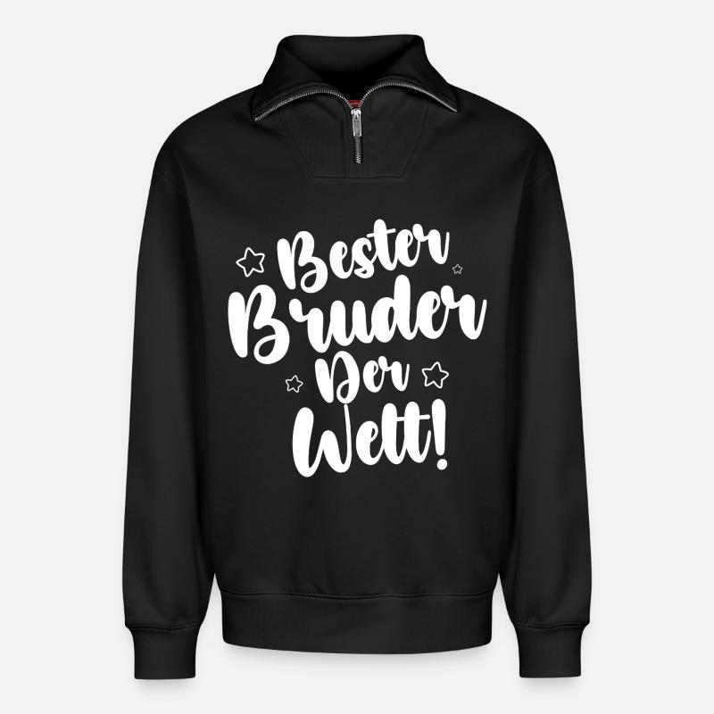 Bester Bruder Der Welt - Relaxed Unisex Organic Half Zip Sweatshirt – von SPREAD - Schwarz