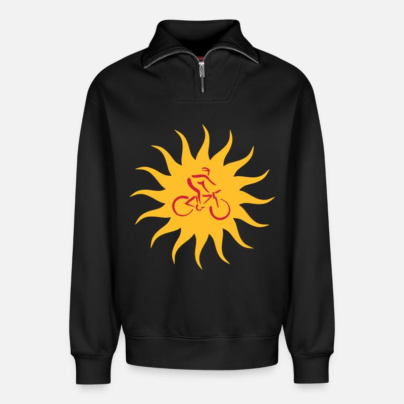 Biker Sonne - Relaxed Unisex Organic Half Zip Sweatshirt – von SPREAD - Schwarz