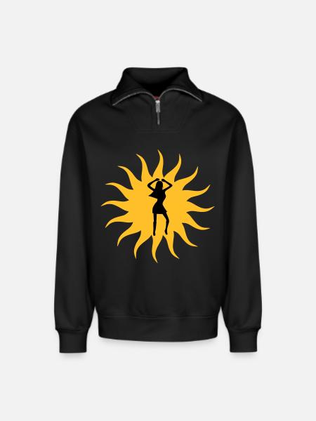 Danse du soleil fille - Sweat unisexe décontracté en coton biologique à demi-zip – de SPREAD - noir