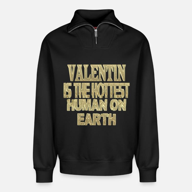 Valentin - Relaxed Unisex Organic Half Zip Sweatshirt – von SPREAD - Schwarz