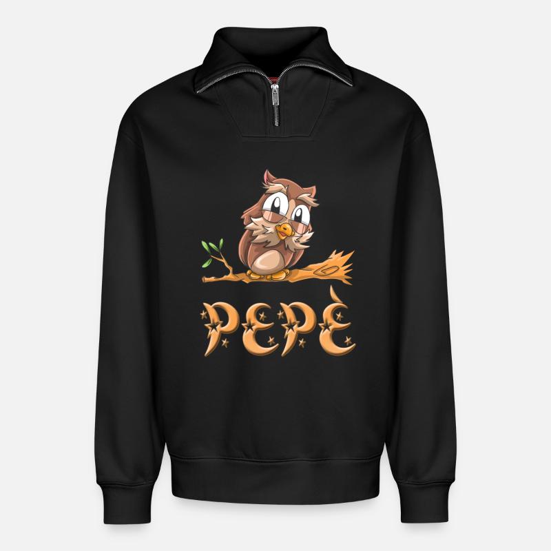 Eule Pepè - Relaxed Unisex Organic Half Zip Sweatshirt – von SPREAD - Schwarz