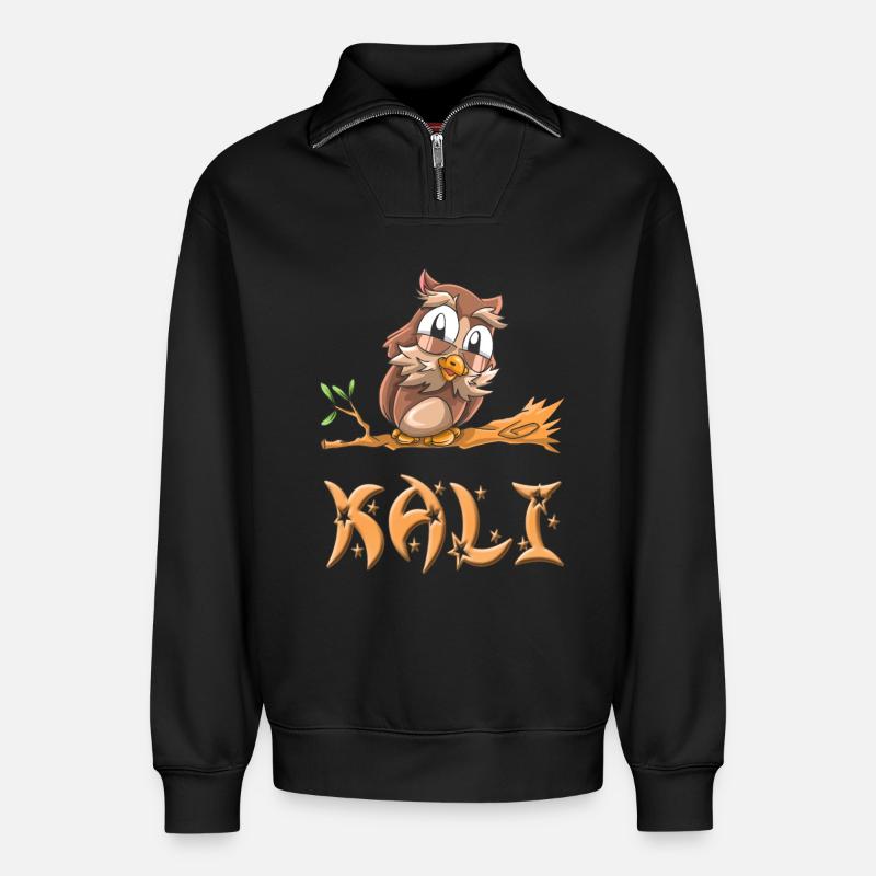 Eule Kali - Relaxed Unisex Organic Half Zip Sweatshirt – von SPREAD - Schwarz